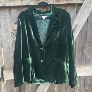 SUNDANCE emerald green crushed velvet Blazer JACKET 14 rayon silk